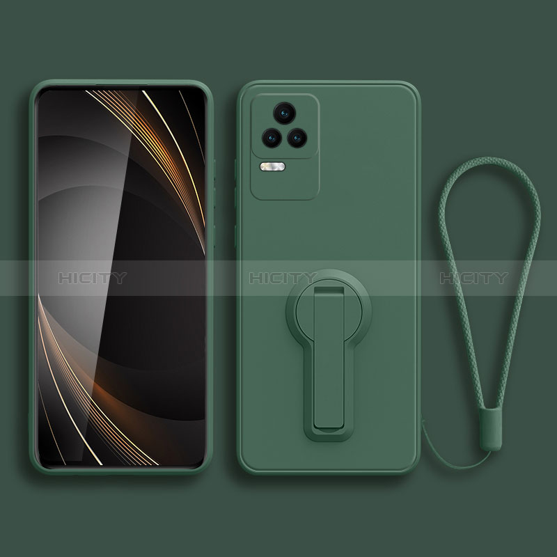 Custodia Silicone Ultra Sottile Morbida Cover con Supporto per Xiaomi Redmi K50 5G Verde Notte