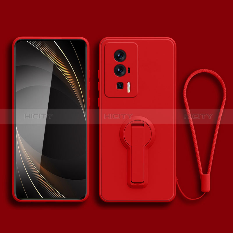 Custodia Silicone Ultra Sottile Morbida Cover con Supporto per Xiaomi Redmi K60 5G Rosso