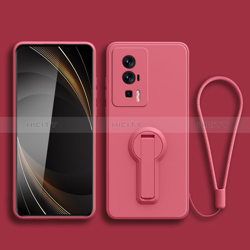 Custodia Silicone Ultra Sottile Morbida Cover con Supporto per Xiaomi Redmi K60 Pro 5G Rosa Caldo