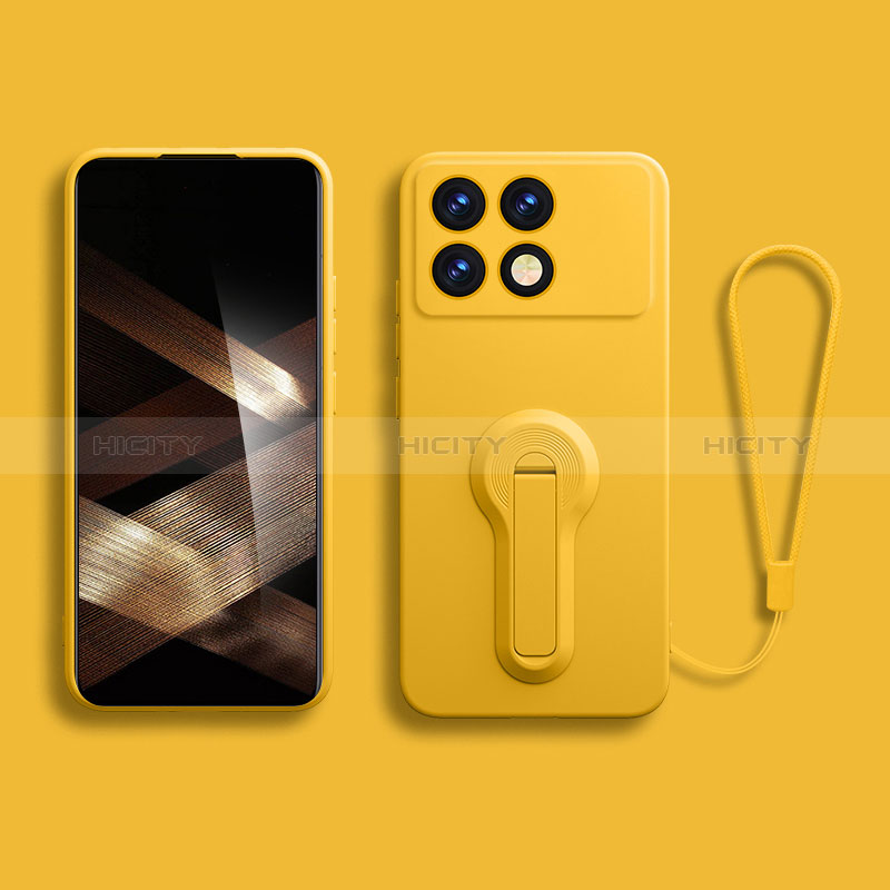 Custodia Silicone Ultra Sottile Morbida Cover con Supporto per Xiaomi Redmi K70 5G Giallo