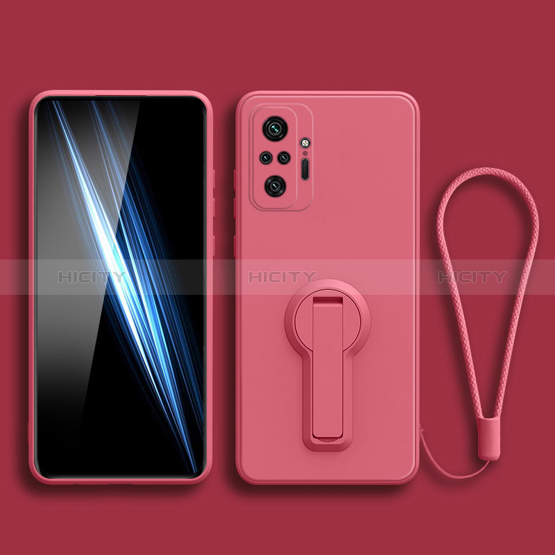 Custodia Silicone Ultra Sottile Morbida Cover con Supporto per Xiaomi Redmi Note 10 4G Rosa Caldo