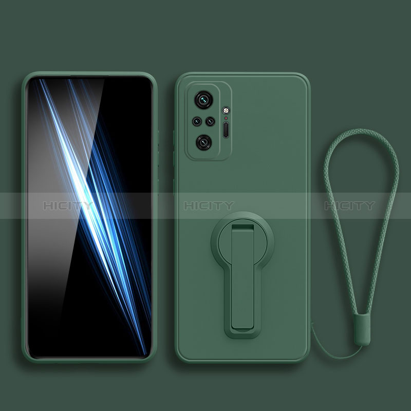 Custodia Silicone Ultra Sottile Morbida Cover con Supporto per Xiaomi Redmi Note 10S 4G Verde Notte