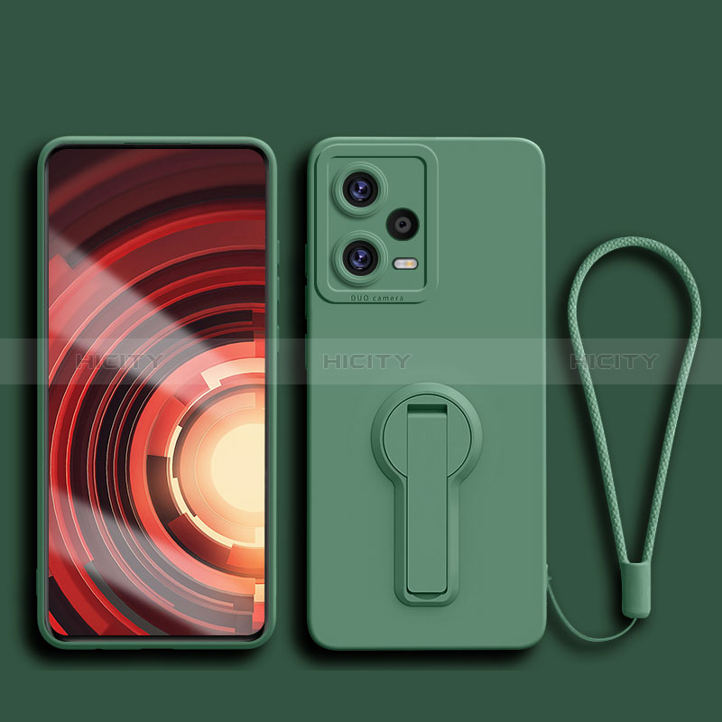 Custodia Silicone Ultra Sottile Morbida Cover con Supporto per Xiaomi Redmi Note 12 5G Verde Notte