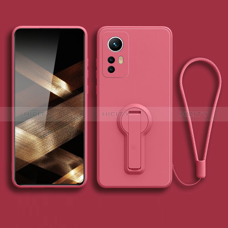 Custodia Silicone Ultra Sottile Morbida Cover con Supporto per Xiaomi Redmi Note 12S Rosa