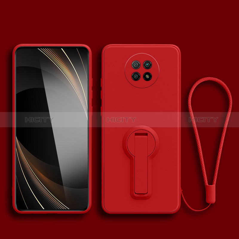 Custodia Silicone Ultra Sottile Morbida Cover con Supporto per Xiaomi Redmi Note 9T 5G Rosso