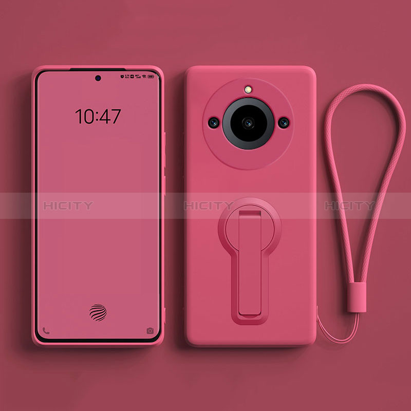 Custodia Silicone Ultra Sottile Morbida Cover con Supporto S01 per Realme 11 Pro+ Plus 5G Rosa Caldo