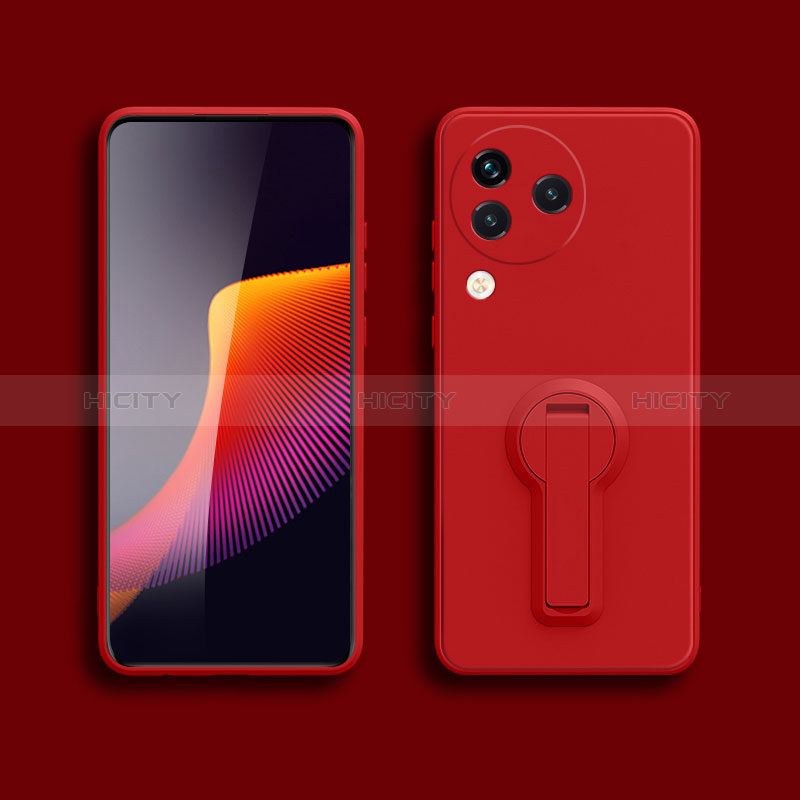 Custodia Silicone Ultra Sottile Morbida Cover con Supporto S01 per Xiaomi Civi 3 5G Rosso