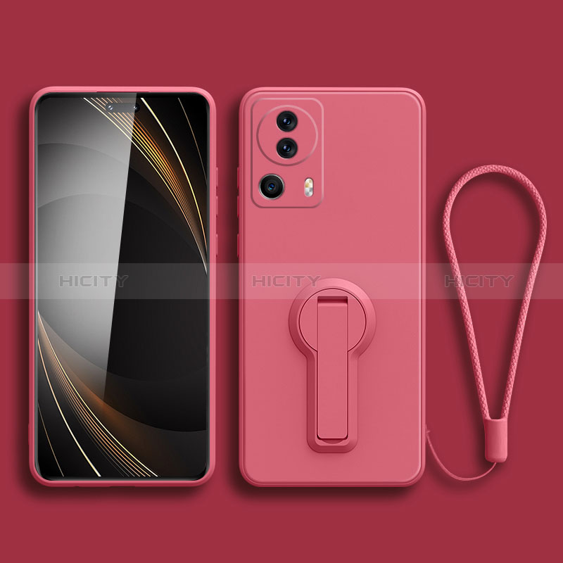 Custodia Silicone Ultra Sottile Morbida Cover con Supporto S01 per Xiaomi Mi 12 Lite NE 5G Rosa Caldo