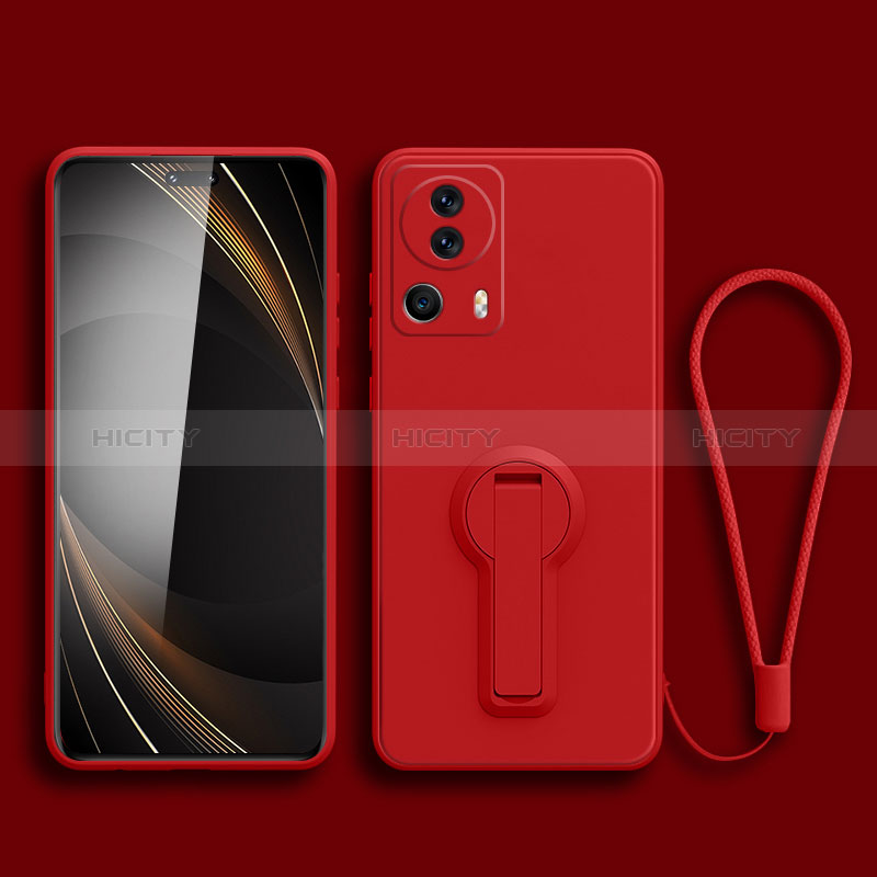 Custodia Silicone Ultra Sottile Morbida Cover con Supporto S01 per Xiaomi Mi 12 Lite NE 5G Rosso