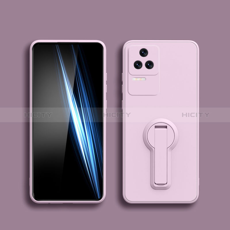 Custodia Silicone Ultra Sottile Morbida Cover con Supporto S01 per Xiaomi Redmi K50 Pro 5G Lavanda