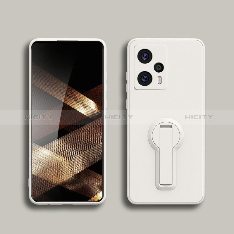 Custodia Silicone Ultra Sottile Morbida Cover con Supporto S01 per Xiaomi Redmi Note 12 Turbo 5G Bianco