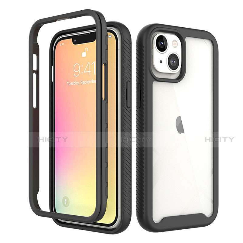 Custodia Silicone Ultra Sottile Morbida Cover Fronte e Retro 360 Gradi per Apple iPhone 14 Nero