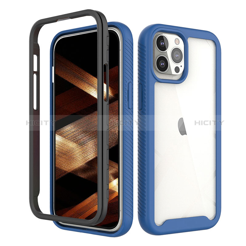 Custodia Silicone Ultra Sottile Morbida Cover Fronte e Retro 360 Gradi per Apple iPhone 14 Pro Max Blu