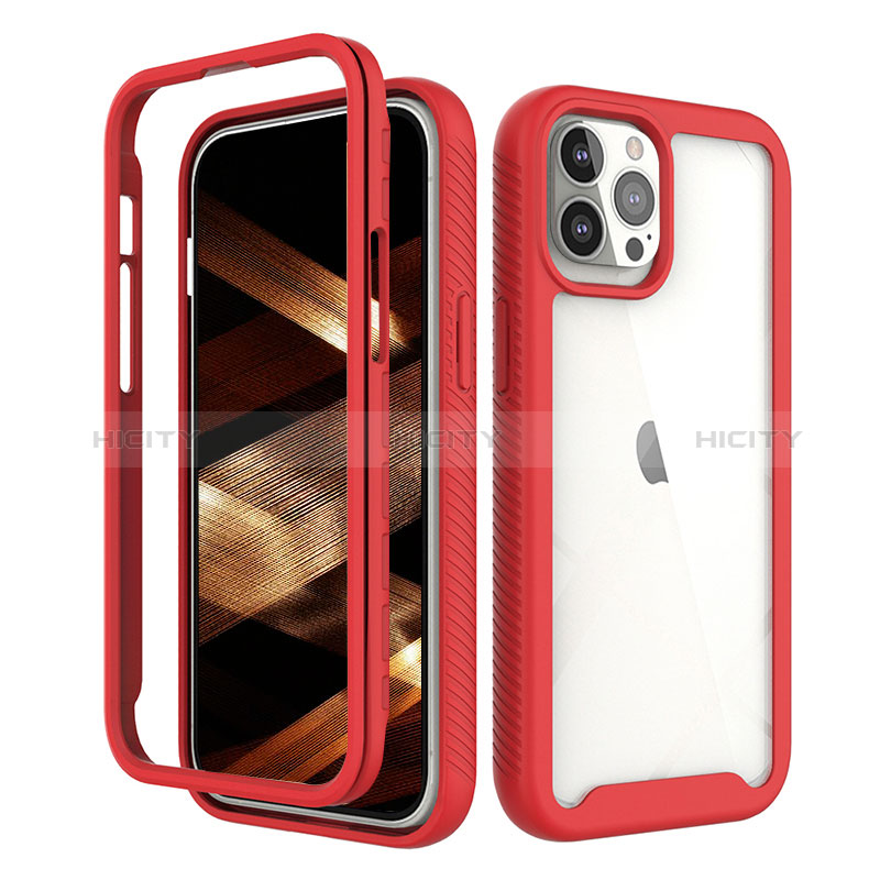 Custodia Silicone Ultra Sottile Morbida Cover Fronte e Retro 360 Gradi per Apple iPhone 14 Pro Max Rosso