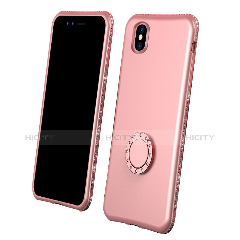 Custodia Silicone Ultra Sottile Morbida Cover Fronte e Retro 360 Gradi per Apple iPhone X Oro Rosa