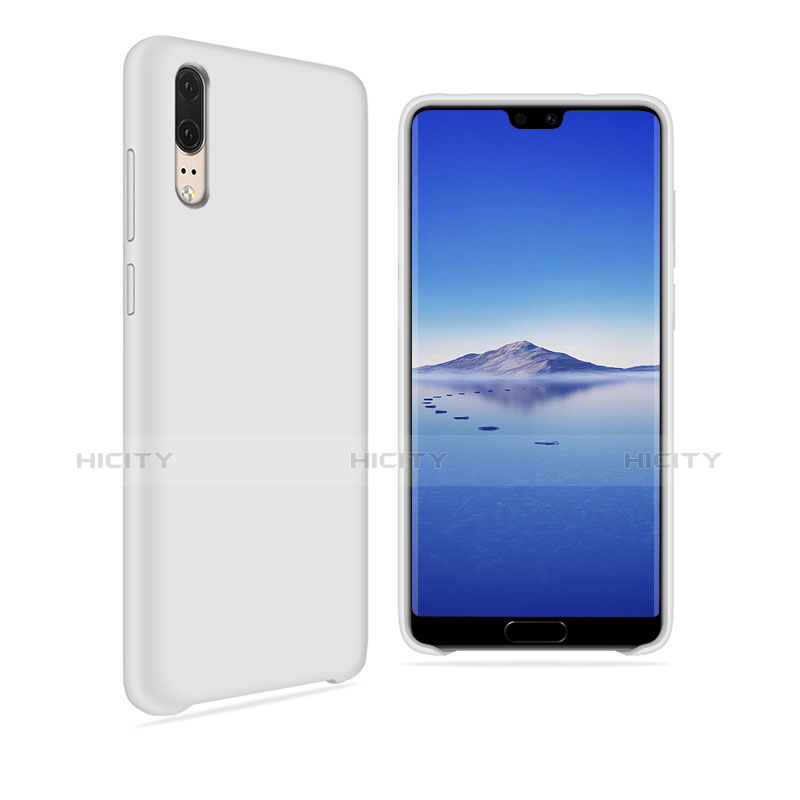 Custodia Silicone Ultra Sottile Morbida Cover Fronte e Retro 360 Gradi per Huawei P20 Bianco