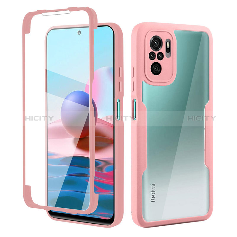 Custodia Silicone Ultra Sottile Morbida Cover Fronte e Retro 360 Gradi per Xiaomi Redmi Note 10 4G Rosa