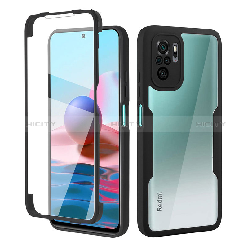 Custodia Silicone Ultra Sottile Morbida Cover Fronte e Retro 360 Gradi per Xiaomi Redmi Note 10S 4G Nero