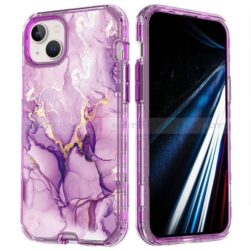 Custodia Silicone Ultra Sottile Morbida Cover Fronte e Retro 360 Gradi YJ1 per Apple iPhone 13 Pro Max Viola