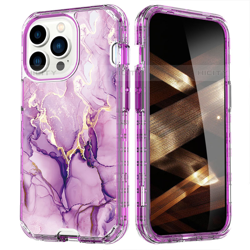 Custodia Silicone Ultra Sottile Morbida Cover Fronte e Retro 360 Gradi YJ1 per Apple iPhone 15 Pro Viola