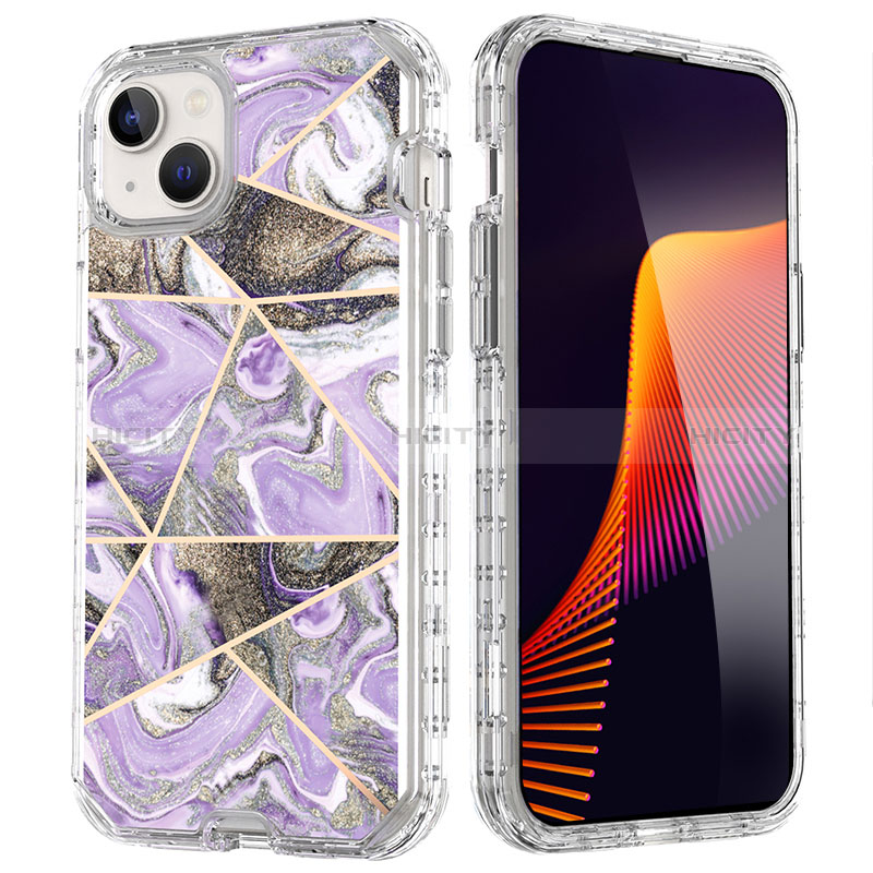 Custodia Silicone Ultra Sottile Morbida Cover Fronte e Retro 360 Gradi YJ2 per Apple iPhone 15 Plus Lavanda