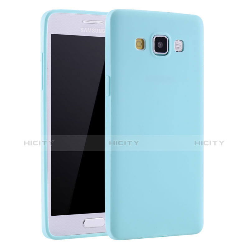 Custodia Silicone Ultra Sottile Morbida Cover S01 per Samsung Galaxy A7 Duos SM-A700F A700FD Cielo Blu