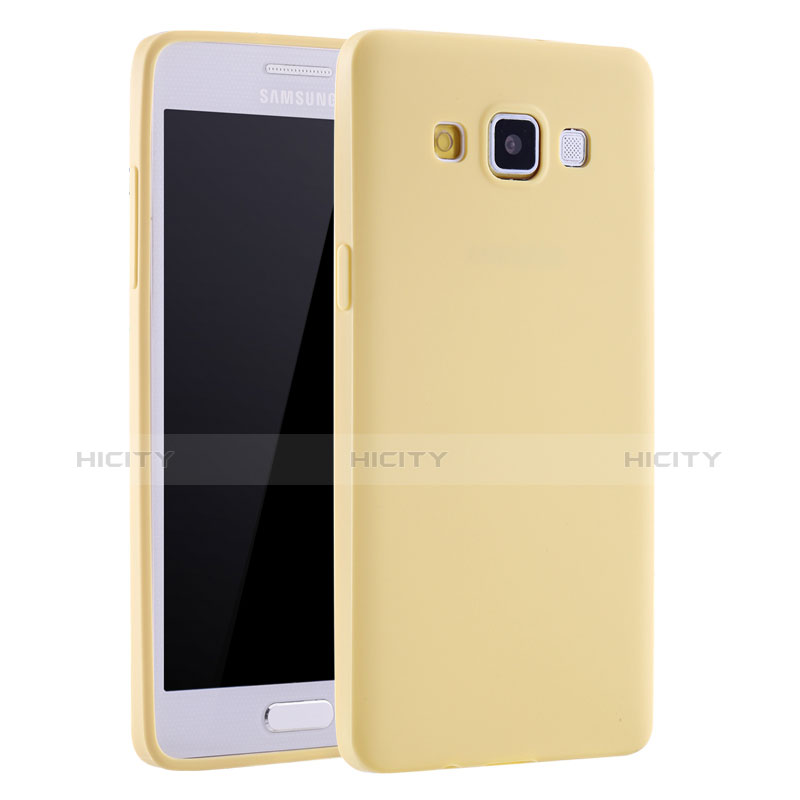 Custodia Silicone Ultra Sottile Morbida Cover S01 per Samsung Galaxy A7 Duos SM-A700F A700FD Giallo