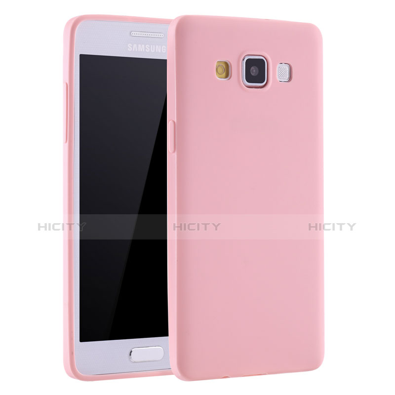 Custodia Silicone Ultra Sottile Morbida Cover S01 per Samsung Galaxy A7 Duos SM-A700F A700FD Rosa