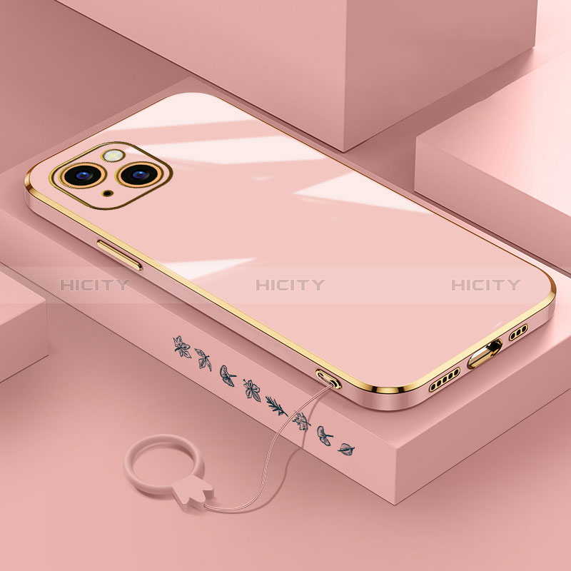 Custodia Silicone Ultra Sottile Morbida Cover S03 per Apple iPhone 15 Oro Rosa