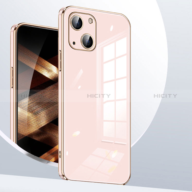 Custodia Silicone Ultra Sottile Morbida Cover S06 per Apple iPhone 15 Oro Rosa