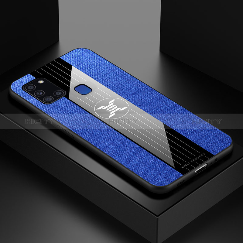 Custodia Silicone Ultra Sottile Morbida Cover X01L per Samsung Galaxy A21s Blu