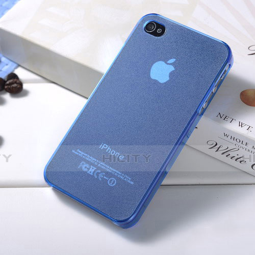 Custodia Silicone Ultra Sottile Morbida Opaca per Apple iPhone 4 Blu