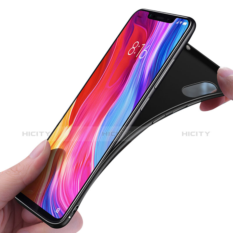 Custodia Silicone Ultra Sottile Morbida S02 per Xiaomi Mi 8 Screen Fingerprint Edition Nero