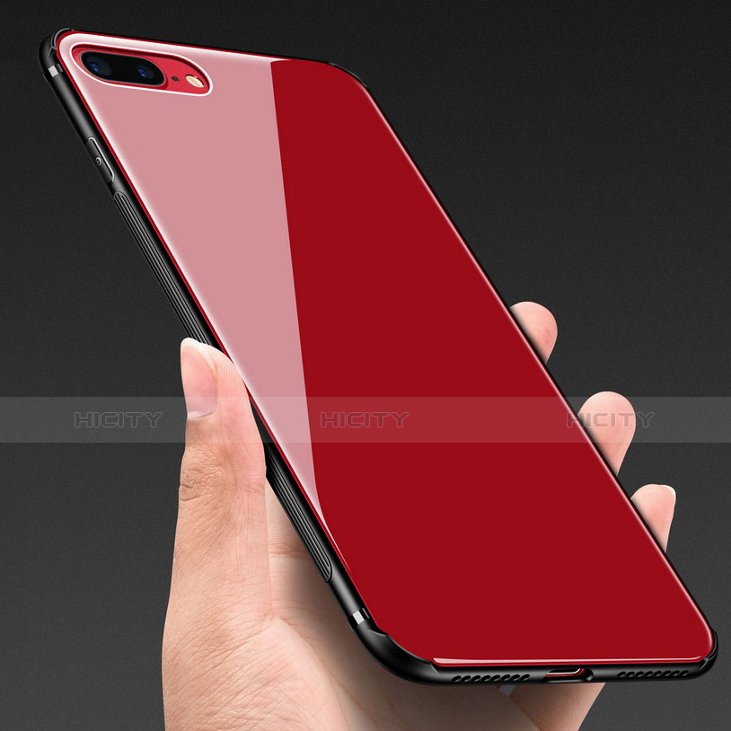 Custodia Silicone Ultra Sottile Morbida Specchio M03 per Apple iPhone 8 Plus Rosso