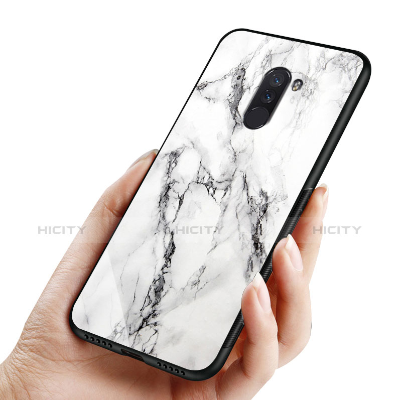 Custodia Silicone Ultra Sottile Morbida Specchio M05 per Xiaomi Pocophone F1 Bianco