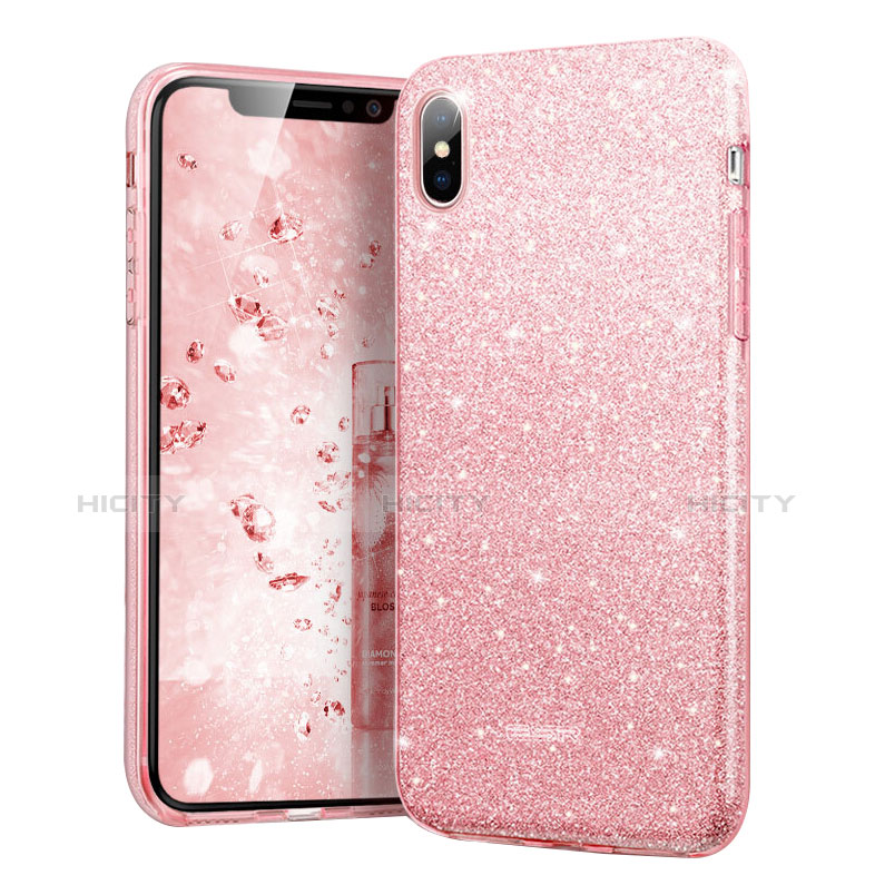 Custodia TPU Morbida Bling Bling per Apple iPhone Xs Rosa