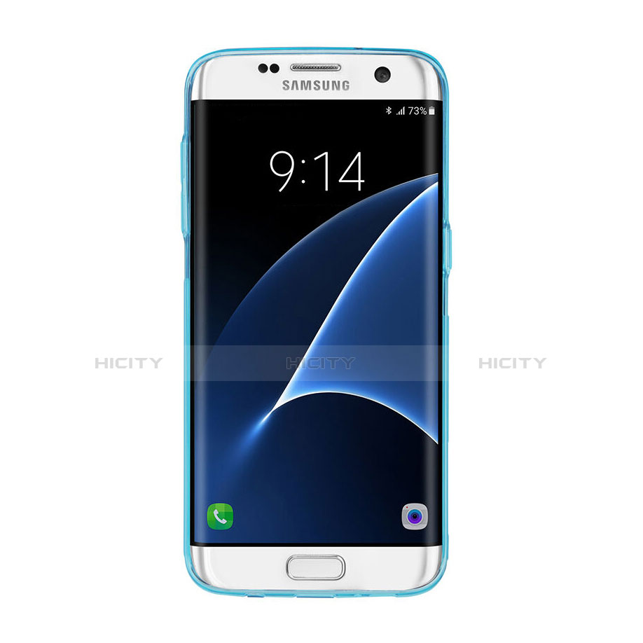 Custodia TPU Trasparente Ultra Sottile Morbida per Samsung Galaxy S7 Edge G935F Blu