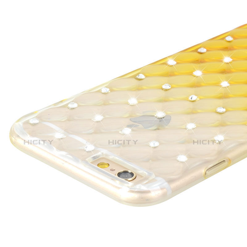 Custodia Trasparente Diamante Strass Gioielli Sfumato Morbida per Apple iPhone 6 Giallo