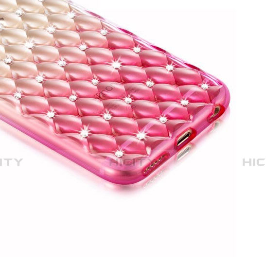 Custodia Trasparente Diamante Strass Gioielli Sfumato Morbida per Apple iPhone 6 Plus Rosa