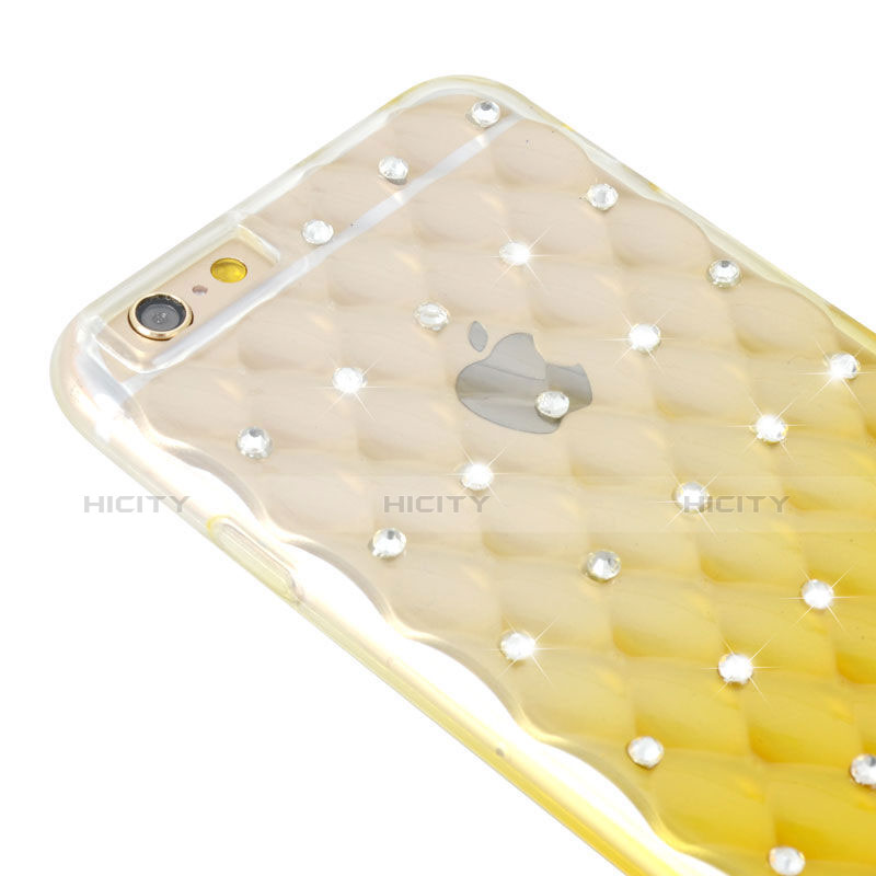 Custodia Trasparente Diamante Strass Gioielli Sfumato Morbida per Apple iPhone 6S Giallo