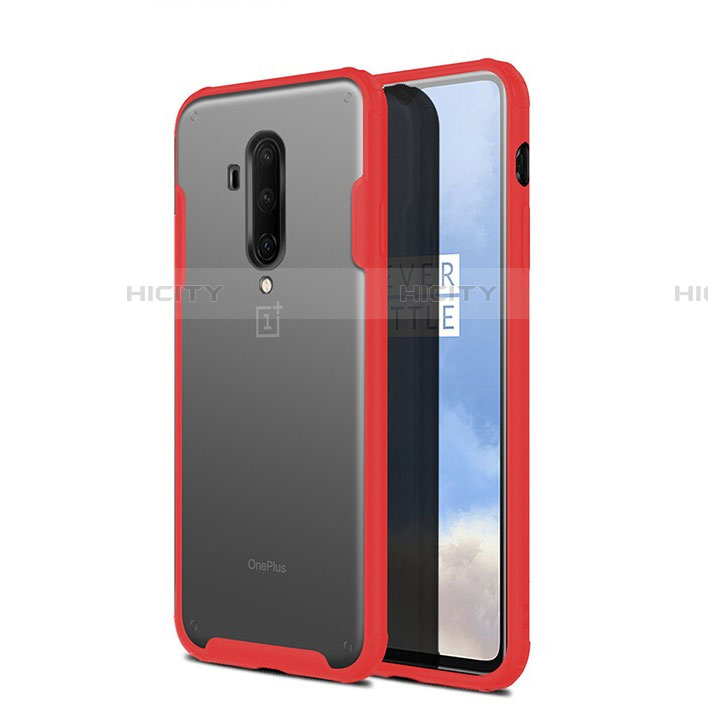 Custodia Ultra Slim Trasparente Rigida Cover Opaca per OnePlus 7T Pro Rosso