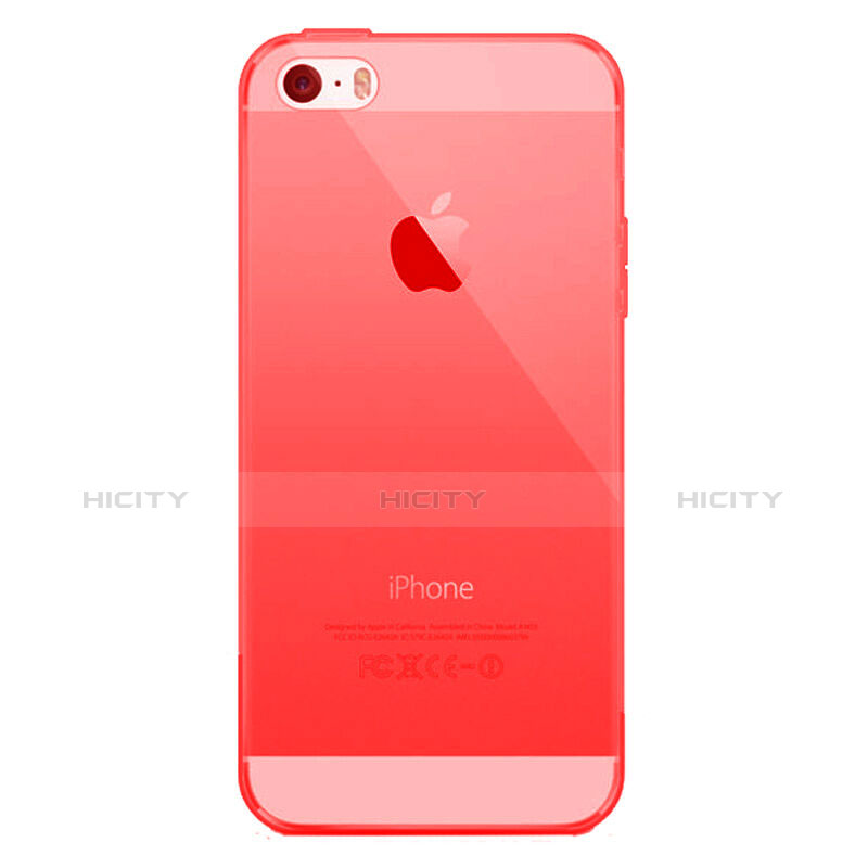 Custodia Ultra Sottile Trasparente Morbida Opaca per Apple iPhone 5 Rosso