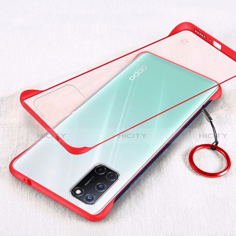 Custodia Ultra Sottile Trasparente Rigida Cover Opaca U01 per Oppo A92 Rosso