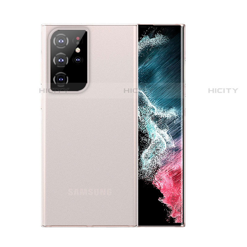 Custodia Ultra Sottile Trasparente Rigida Cover Opaca U03 per Samsung Galaxy S22 Ultra 5G Bianco