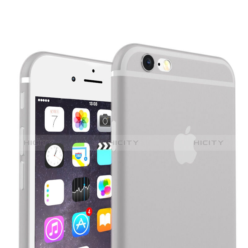 Custodia Ultra Sottile Trasparente Silicone Opaca per Apple iPhone 6S Grigio