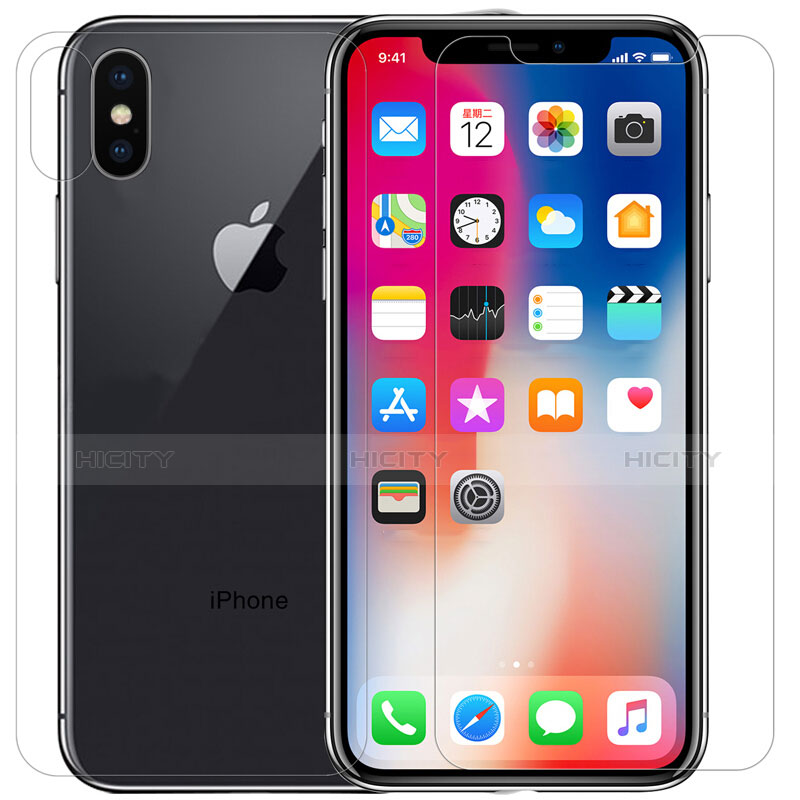 Pellicola in Vetro Temperato Protettiva Fronte e Retro T02 per Apple iPhone Xs Max Chiaro