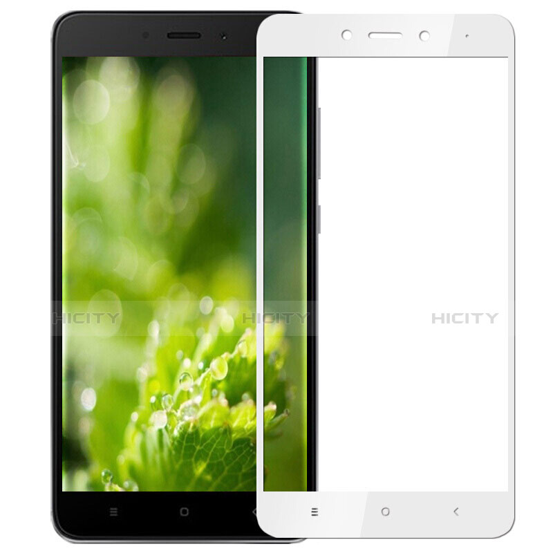 Pellicola in Vetro Temperato Protettiva Integrale Proteggi Schermo Film F03 per Xiaomi Redmi Note 4 Bianco