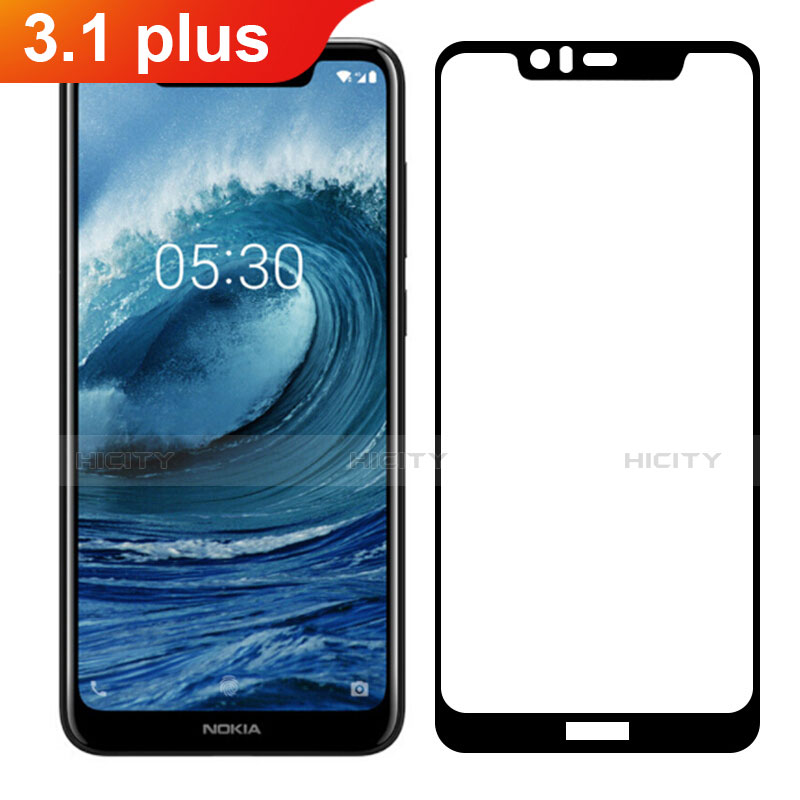 Pellicola in Vetro Temperato Protettiva Integrale Proteggi Schermo Film per Nokia 3.1 Plus Nero