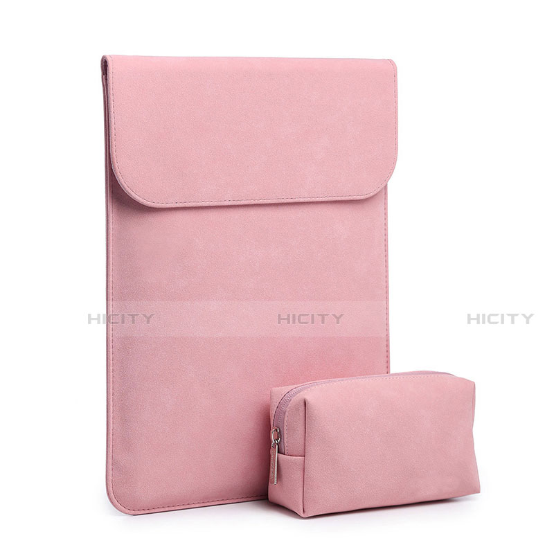 Sacchetto in Velluto Custodia Tasca Marsupio S02 per Huawei Matebook D14 (2020) Rosa