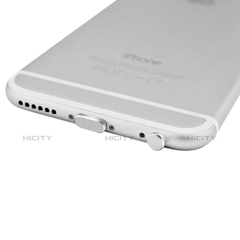 Tappi Antipolvere Anti-dust Lightning USB Jack Antipolvere J01 per Apple iPhone 6S Argento